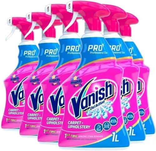 Image of Vanish Oxi Action Professional Carpet & Upholstery Cleaner, Spot Cleaning Stain Remover Spray 1L | Amazing Stain Removal on a Variety of Stains | Removes Set in Stains & Odours | Pack of 6