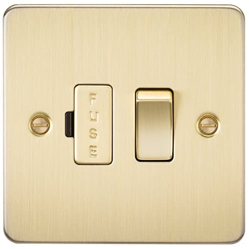 Image of Knightsbridge FP6300BB 13 A Flat Plate Switched Fused Spur Unit, Brushed Brass