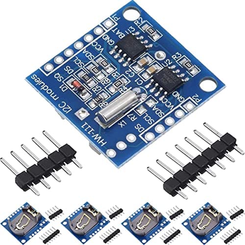Image of DAOKAI 5PCS Tiny RTC I2C Real Time Clock Module AT24C32 Storage Memory High Precision DS1307 Clock Module for Arduino for AVR ARM PIC SMD, with Straight Single Row