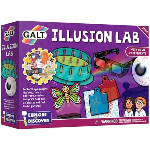 Image of Galt Illusion Lab - Explore & Discover Childrens Science Kit, 9 Fun Science Experiments for Kids, Eye Popping Illusions - STEM Toys, National Curriculum Compatible - Gifts for Boys & Girls Ages 6 Plus