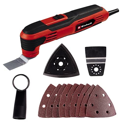 Image of Einhell Oscillating Multi Tool 250W, Multi-Tool Kit for Sawing, Cutting, Sanding, Multifunctional Tool with Saw Blade, Plunge Saw Blades, Delta Sander Pad and 9 x Sanding Discs TC-MG 250 CE