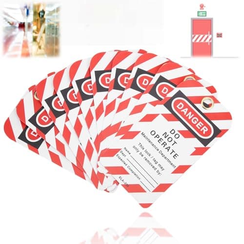 Image of 10PCS Lockout Tag, Lock Off Label Front and Back Label Safety Warning Danger Do Not Operate Safety Tag Safety Warning Tagout for Mcb Lock Off, Lock Off Kit for Electricians