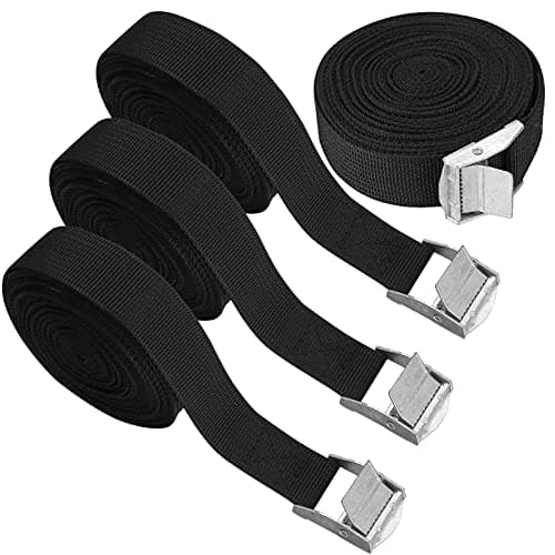 Image of 4 Pcs Ratchet Tie Down Straps, 5m x 25mm Adjustable Lashing Straps, Tension Belt Retaining Cargo Straps Heavy Duty with Quick Release Cam Buckle for Vans, Motorcycle, Trucks, Trailer, Luggage