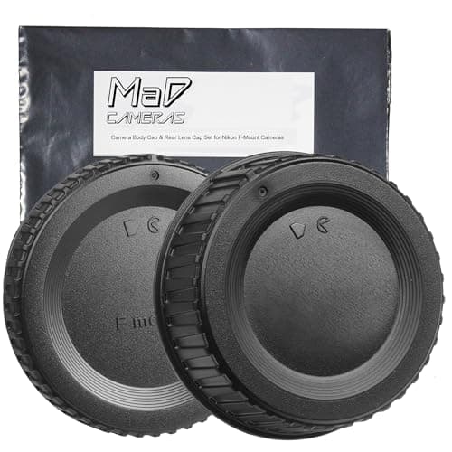 Image of MaD F Mount Body Cap Cover & Rear Lens Cap for Nikon D3500 D3400 D3300 D3200 D5000 D5100 D5200 D5300 D5500 D5600 D7000 D7100 D7200 D7500 D850 D800 D810 D780 D750 D610 D500 D600 D5 D4 D3 and More
