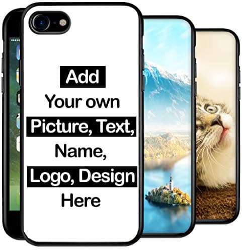 Image of Personalised Phone Case for iPhone 7 / 8 / SE 2020 Add Text, Picture, Designs, Business Logo on Shockproof TPU Bumper back Cover Customised Gift idea for Birthday, Wedding Anniversary, special days