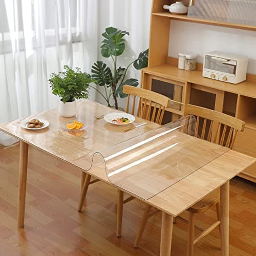 Image of Yanen Transparent Table Top Protector for Dining Room Tables - 90x150cm, 2mm Thick