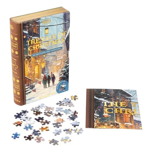 Image of Professor Puzzle The Tale of Christmas Jigsaw Library Puzzle | 500-Piece Double-Sided Jigsaw in Book-Style Box | Two Charming Christmas Images | Great Gift for Adults & Families
