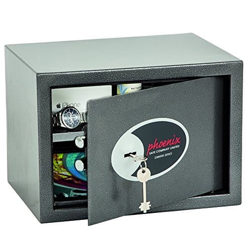 Image of Phoenix Safe Company – SS0802K Vela Home & Office Security Safe | Key Locking | Twin Locking Bolts | Metallic Graphite Finish | 17 Litre Capacity | 6kg