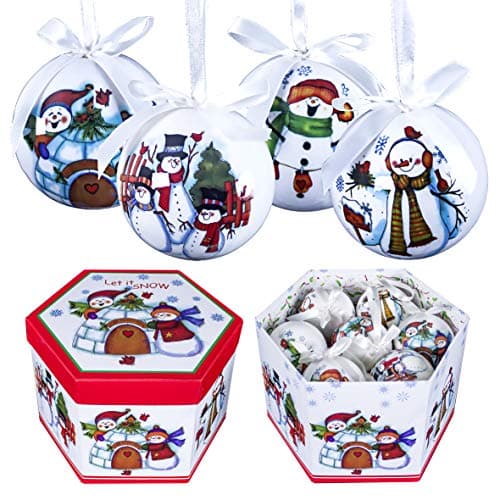 Image of The Christmas Workshop 14-Piece 71580 Fun Christmas Scenes Decoupage Baubles, Pack of 14, Multi-Colour