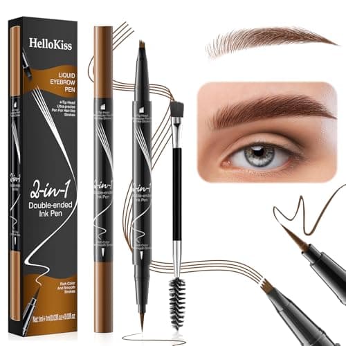 Image of 2 in 1 Waterproof Microblading Eyebrow Pen - Double Ended Magic Precise Eyebrow Pen Microblade Effect Eyebrow Pencil Brow Contouring Pen (Light Brown)