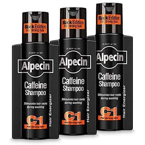 Image of Alpecin Caffeine Shampoo C1 Black Edition - 3 x 250 ml - with new fragrance | Natural hair growth for men | Energy for strong hair | Hair Care for Men Made in Germany