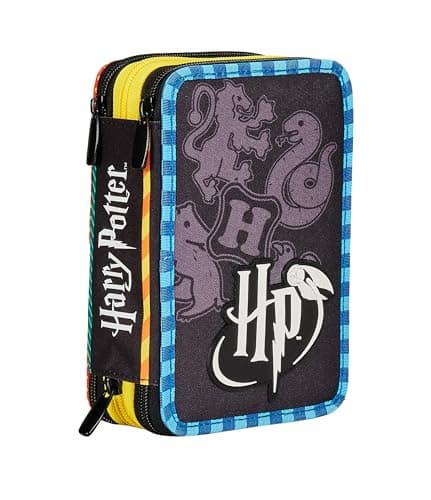 Image of Seven School Pencil Case with 3 Compartments, Harry Potter – Multi-Compartment Pen Holder with Pencils, Pens and Colours, Accessories Backpack, School Backpack – Pencil Case for Boys – Girls Pencil