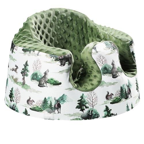 Image of BOMOLOUR Seat Cover Compatible with Bumbo Seat and Nuby Seat, Floor Seat Cover for Boys and Girls, Removable Breathable Baby Seat Cover, New Designed, Anti-Slip, Seat Not Included, Green Forest