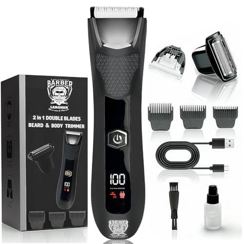 Image of 2 in 1 Body Hair Trimmer Men,Ball Trimmer Men, Body Groomer Men, Electric Groin Hair Trimmer, Body Hair Trimmer Men, Pubic Hair Trimmer, Wet/Dry Shaver with Ceramic Blade Head LED Light