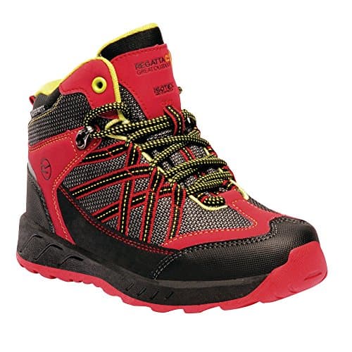 Image of Regatta Samaris Mid Junior Walking Boot, Unisex Kids’ High Rise Hiking Boots, Red (Pepper/Lime Zest 347), 12 (31 EU)