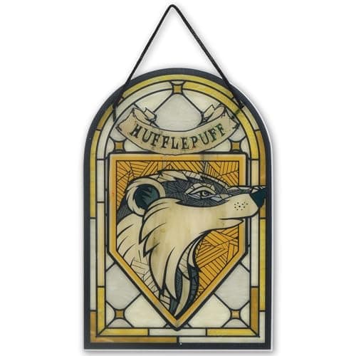 Image of Open Road Brands Harry Potter Hufflepuff Crest Hanging Acrylic Wall Decor - Beautiful Hufflepuff Wall Art for Home