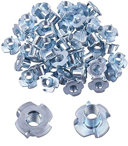 Image of TERF® M5 (5mm) X 9mm Steel 4 - Pronged Tee Nut Four Pronged T Nut Use For Carpenter Woodworking Furniture Craft Rock Climbing Hold DIY and Multi Purpose Use - Pack of 10