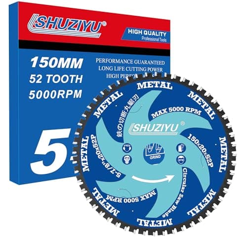 Image of LSHUZIYU 150mm-52T, Metal Working Circular Saw Blade, Centre Hole 20mm with 15.88-10mm Washer, Compatible on Cordless Saw, Metal, Steel Iron Bar, Sheet, Angle Cutting