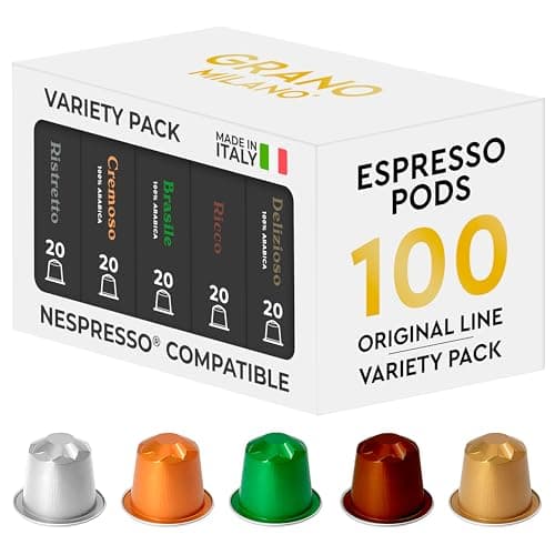 Image of Grano Milano Variety Pack Coffee Capsules - 100 Aluminium Coffee Pods Compatible With Nespresso Original Line, Medium And Dark Roast, Made In Italy