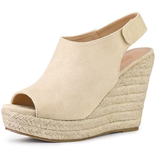 Image of Perphy Platform Heels Espadrille Wedges Sandals for Women Beige 6 UK/Label Size 8 US
