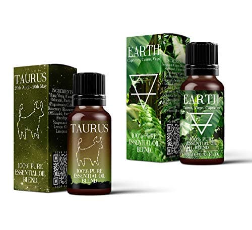 Image of Mystix London | Earth Element & Taurus Zodiac Essential Oil Blend Twin Pack | 2×10 ml | 100% Pure & Natural | Aromatherapy for Stability & Sensuality | Vegan, GMO Free, Cruelty-Free
