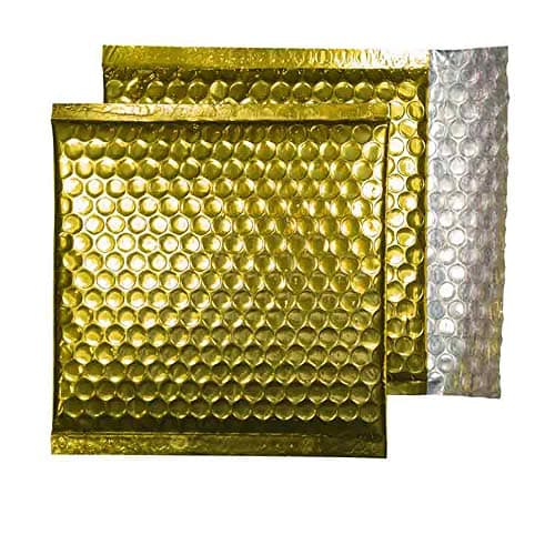 Image of Blake Purely Packaging 165 x 165 mm Peel & Seal Metallic Padded Bubble Envelopes (MBGOL165) Glamour Gold - Pack of 100