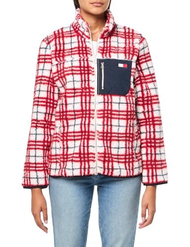 Image of Tommy Hilfiger Women's Color Block Zip Up Sherpa Jacket, Soft Ivory, M