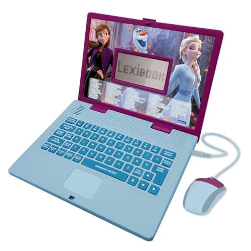 Image of LEXIBOOK, Disney Frozen, Bilingual ENGLISH/CZECH Educational Computer, Toy for children with 124 language, writing, maths, logic, music activities and games, Purple/Blue, JC598FZi12