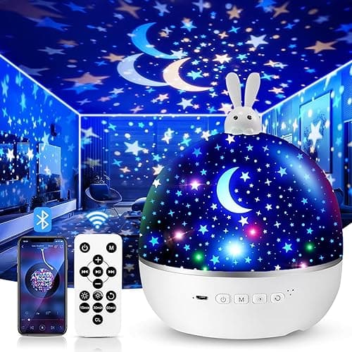 Image of One Fire Night Light Projector, with 15 Films & Bluetooth Music and Remote-Controlled, Rechargeable Star Projector for Kids, Baby Sensory Lights, Ocean, Unicorn, Dinosaur Decor Gifts for Baby