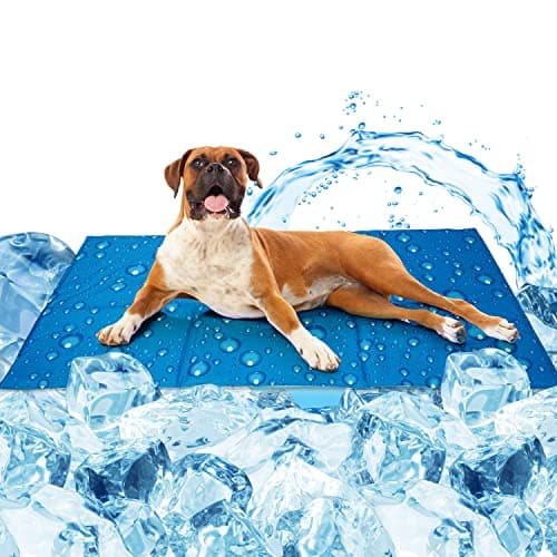 Image of Zellar Dog Cooling Mat Large 90x50cm, Scratch-resistant Durable Pet Cool Mat Non-Toxic Gel Self Cooling Pad for Dogs Cats, Keep Pets Cool in Hot Summer, Double-Sided Use for Kennel Crate Home Travel