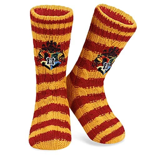 Image of Harry Potter Slipper Socks for Women Teenagers, Cosy Warm Fleece Lined Bed Socks Non Slip - Gifts for Her (Orange)