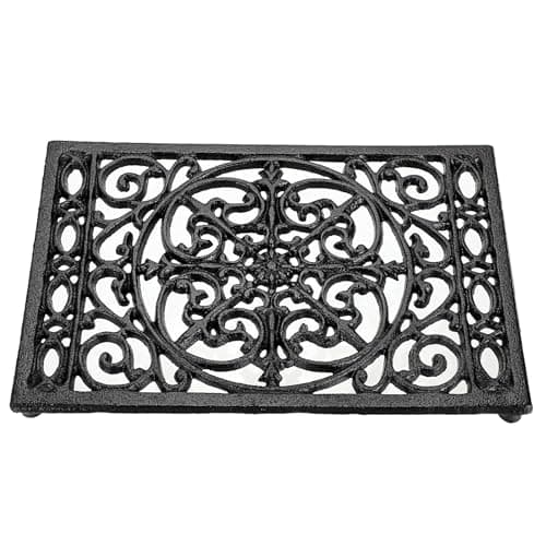 Image of SUMTree Heavy Duty Retangle Cast Iron Trivets, Decorative Trivet Mat Hot Pot Holder Pads for Kitchen or Dining Room Worktops, 24.5 * 16.5 * 1.6cm (Black)