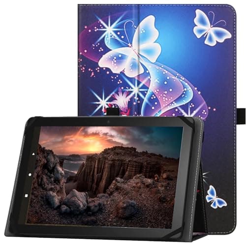 Image of HGWALP Universal Case for 9"-11" inch Tablet, Folio Protective Case Cover with Stand Function and HandStrap,Suitable for 9",9.7",10", 10.1", 10.5", 11.1" Tablet-Purple Butteryfly