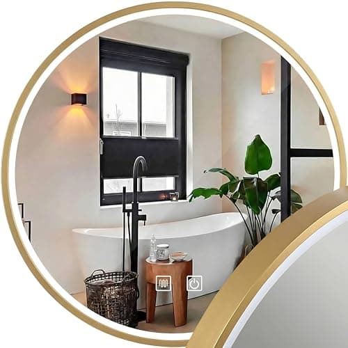 Image of Rea MMJ BRUSH ROSE GOLD LED MIRROR 80 cm Modern Round Bathroom Mirror (Chrome, Rose Gold)