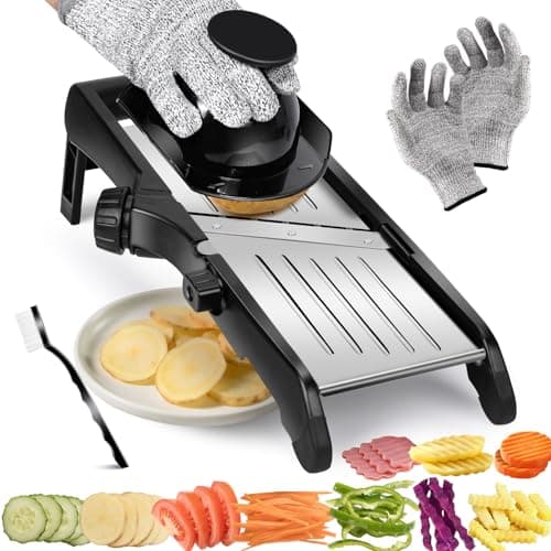 Image of Pawchop Mandoline Slicer with 10 Blades&Hand Guard, Safe Mandoline Food Slicer for Potato Cabbage Fruit, Professional Chef-Grade Vegetable Cutter for Fast, Precise Cuts, Easy to Clean, Kitchen Gadget