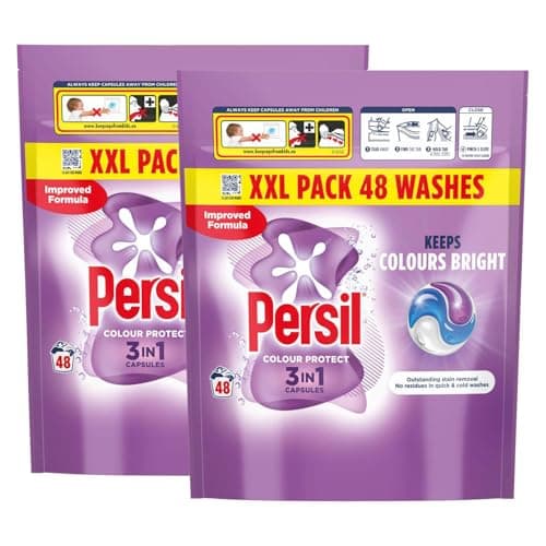 Image of Persil XL 3-in-1 Washing Capsules Outstanding Stain Removal with No Residues Even in Quick and Cold Washes 7 Days of Lasting Freshness Washing Pods 48 Washes (Buy 2, Colour Protect)