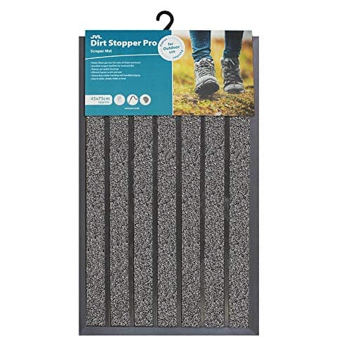 Image of JVL Dirt Stopper Pro Rectangular Scraper Entrance Door Mat, Grey