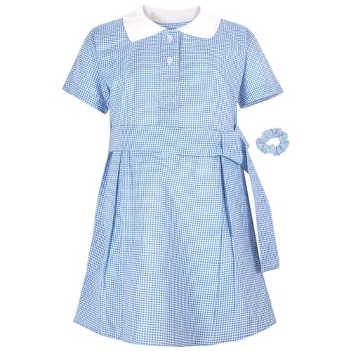 Image of A2Z 4 Kids Girls Uniform School Dress Soft Comfortable Gingham - UF Dress 857 Blue 11-12