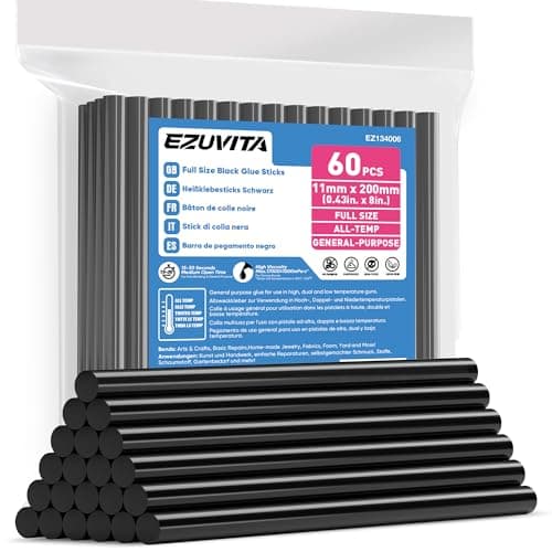 Image of EZUVITA Full Size Black Hot Glue Sticks Set(60 Pack), 200mm Long x 11mm Diameter Hot Glue Gun Sticks for DIY Craft Sticky Projects