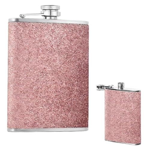 Image of Hip Flasks for Women, 1 Pcs Shimmering Pink Ladies Hip Flask, Pink Hip Flasks Suitable for Hiking, Camping, Barbecues, Birthday Parties and Festive Occasions