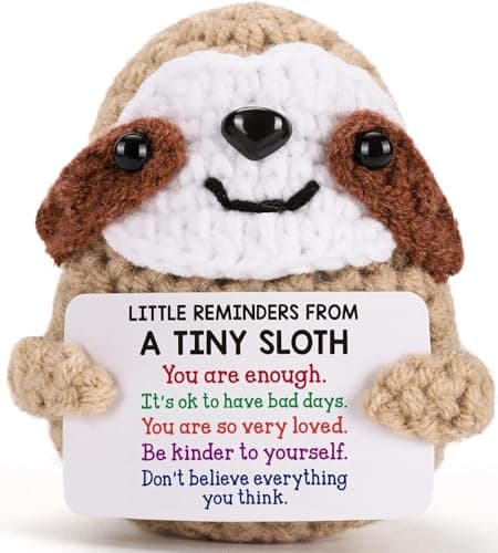 Image of VELENTI Crochet Sloth Gift – “Little Reminders from a Tiny Sloth” – Cute Handmade Plush with Kind Words – Thoughtful Gift for Friends, Coworkers, Teachers, Teens, or Loved Ones
