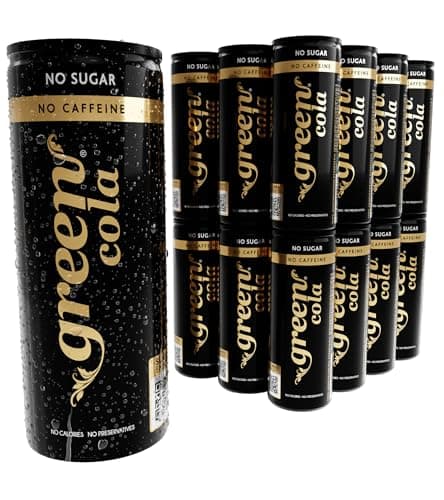 Image of Green Cola Caffeine-Free Soft Drink - Sugar-Free, Zero Calorie Fizzy Drinks Sweetened with Stevia - No Aspartame - Healthy Alternative Cans of Pop 24 Pack (330ml x 24)
