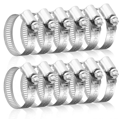 Image of Fresilkora 12PCS 304 Stainless Steel Hose Clips, 25-40mm Adjustable Jubilee Clamps for Washing Machine Car Garden, Leak-Proof Fittings for Hose Pipe Tube