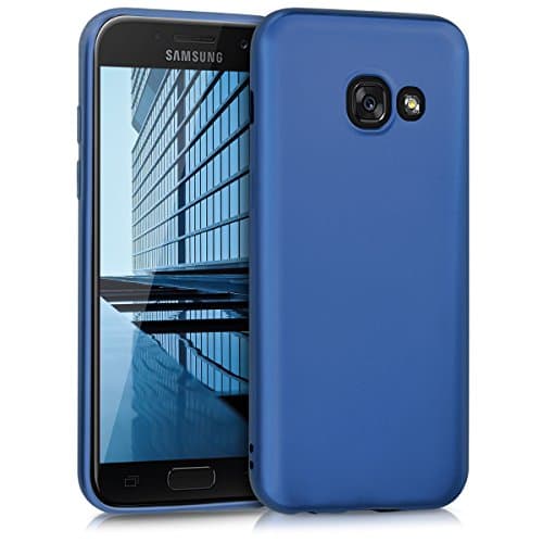 Image of kwmobile Case for Samsung Galaxy A3 (2017) Case - Soft Slim Metallic TPU Silicone Cover - Metallic Blue