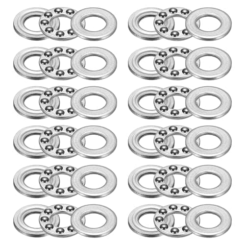 Image of sourcing map 12Pcs F6-12M Thrust Ball Bearings, 6mm Bore 12mm OD 4.5mm Thick Single Row Roller, 304 Stainless Steel Axial Ball Bearing with Washers for Wind Spinners Rotating Displays Slicers
