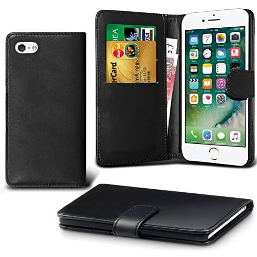 Image of iPhone SE 2016 Case, (Not For 2020 /2022), iPhone 5S Case, iPhone 5 Case, Black Book Wallet Pu Leather Case Cover For iPhone SE 5S 5 By iPro