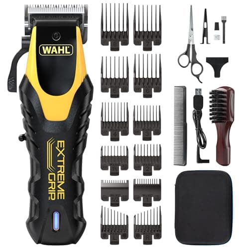 Image of Wahl Extreme Grip Hair Clipper | Heavy-Duty Motor, Non‑Slip Silicone Sleeve, 120min Cordless Runtime, Adjustable Taper Lever, Smooth‑Cut Attachment Combs, Secure‑Fit™ Guide System