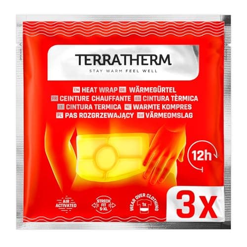 Image of Terratherm Heat Warming Belt – 12 Hours of Soothing Deep Warmth – Size S-XL, 3 or 8 Pieces - air Activated, Purely Natural - Ideal for Lower Back and Abdomen – Wrap Patches - 3 Pieces