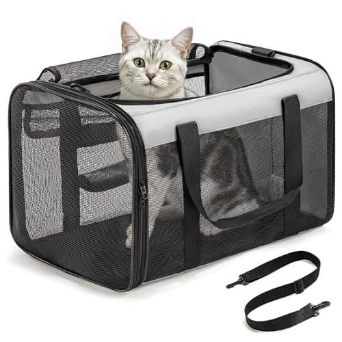 Image of Conlun Cat Carrier Bag,Soft-Sided Pet Carriers for Dogs with 4-Sided Mesh,Airline Approved Cat Transport Carrier for Small&Medium Cats Kitten Puppy Up to 6Kg,Collapsible Cat Travel Carrier-M,Grey