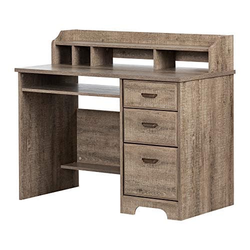 Image of South Shore Versa, Weathered Oak Computer Desk with Hutch,